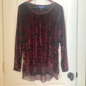 Velvet Maroon peekaboo Vera Want long sleeve top